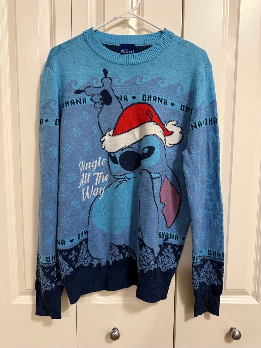 Disney Stitch Christmas Ugly Holiday Sweater Blue | Size L